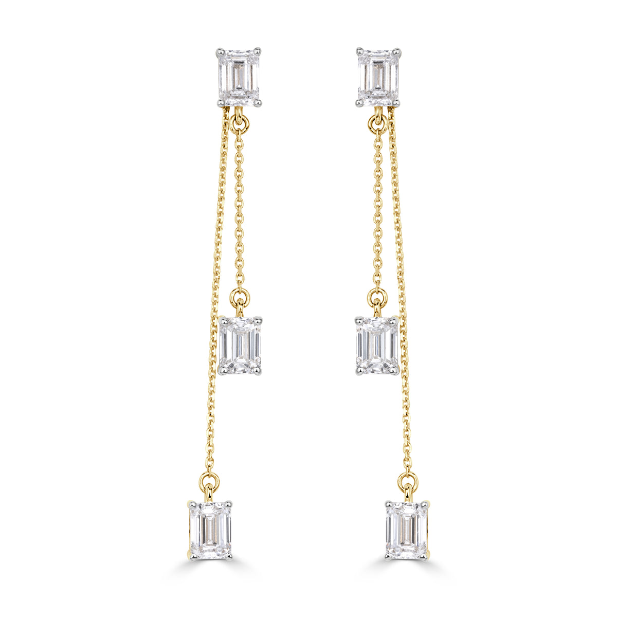 2.46ct Emerald Cut Lab Grown Diamond Multiway Drop Earrings