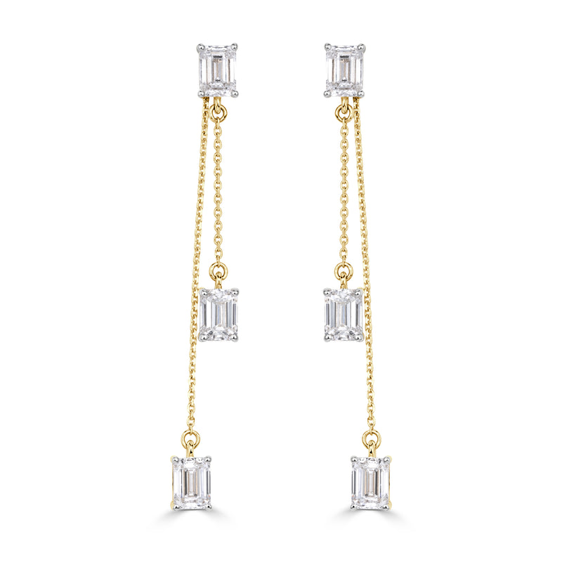 2.46ct Emerald Cut Lab Grown Diamond Multiway Drop Earrings