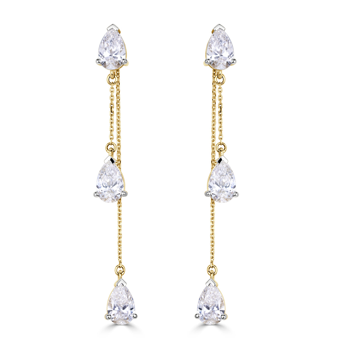 3.26ct Pear Shaped Lab Grown Diamond Multiway Drop Earrings