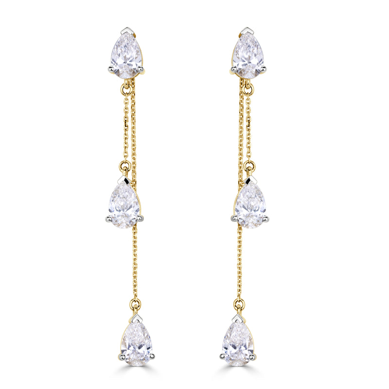 3.26ct Pear Shaped Lab Grown Diamond Multiway Drop Earrings