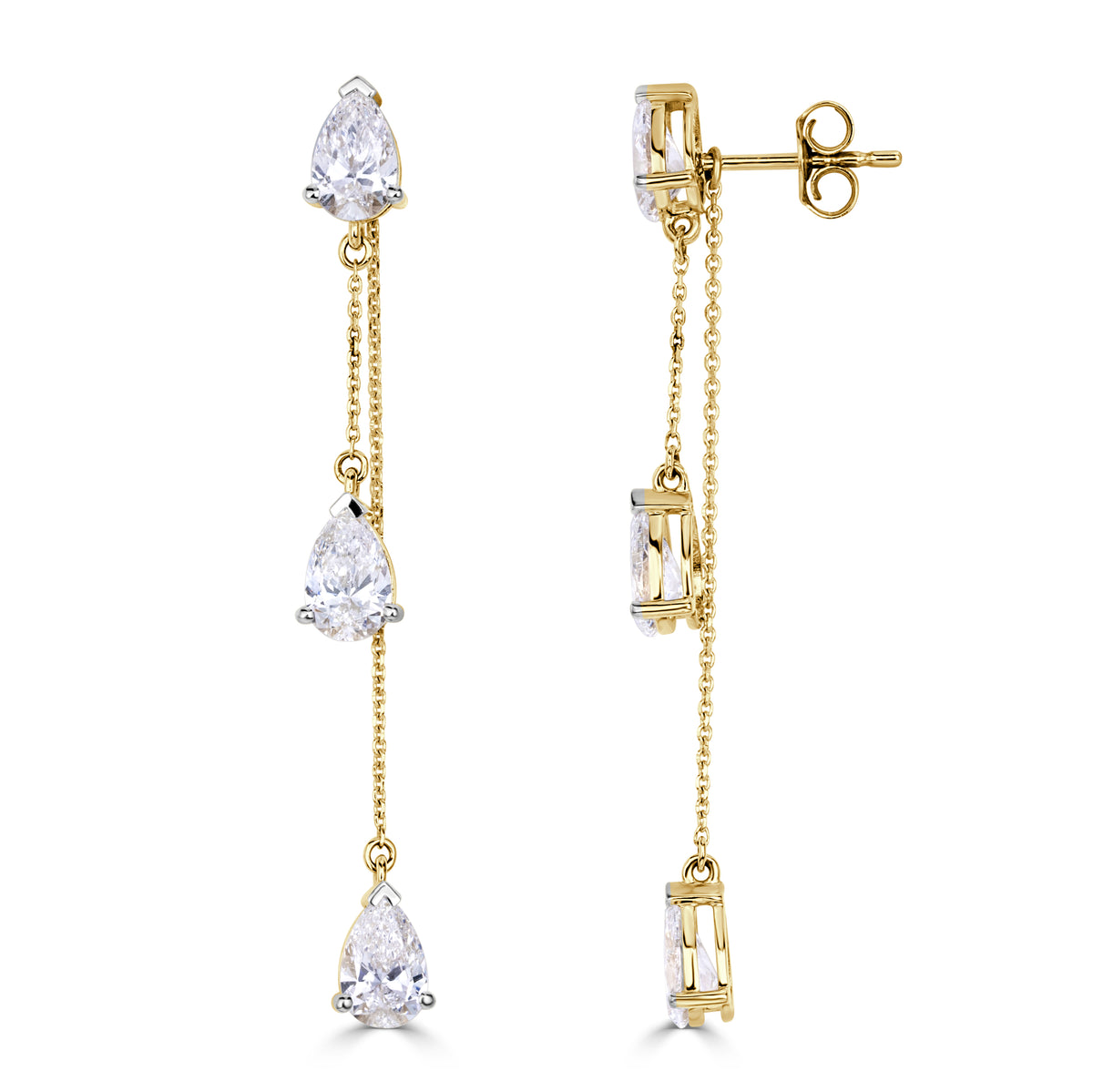 3.26ct Pear Shaped Lab Grown Diamond Multiway Drop Earrings