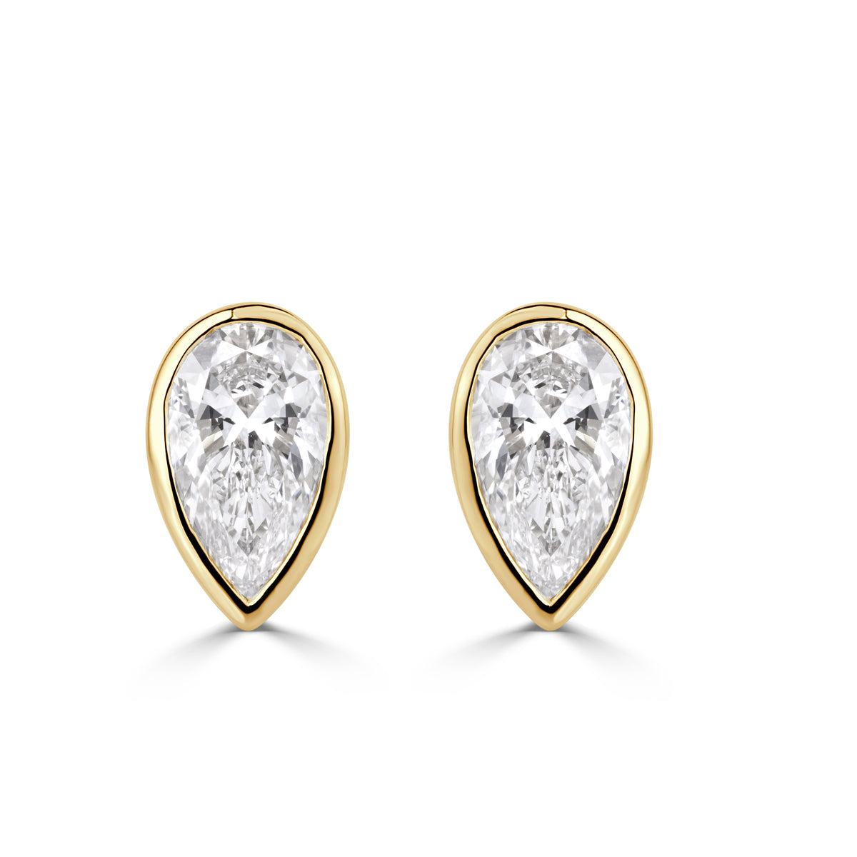 2.06ct Pear Shaped Lab Grown Diamond Bezel Studs
