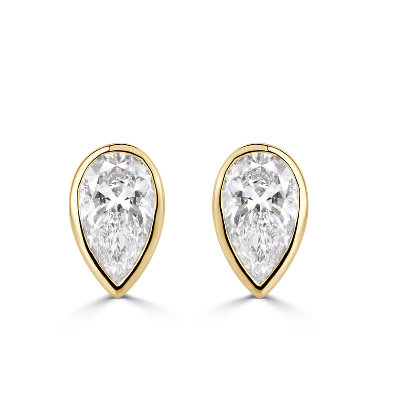2.06ct Pear Shaped Lab Grown Diamond Bezel Studs