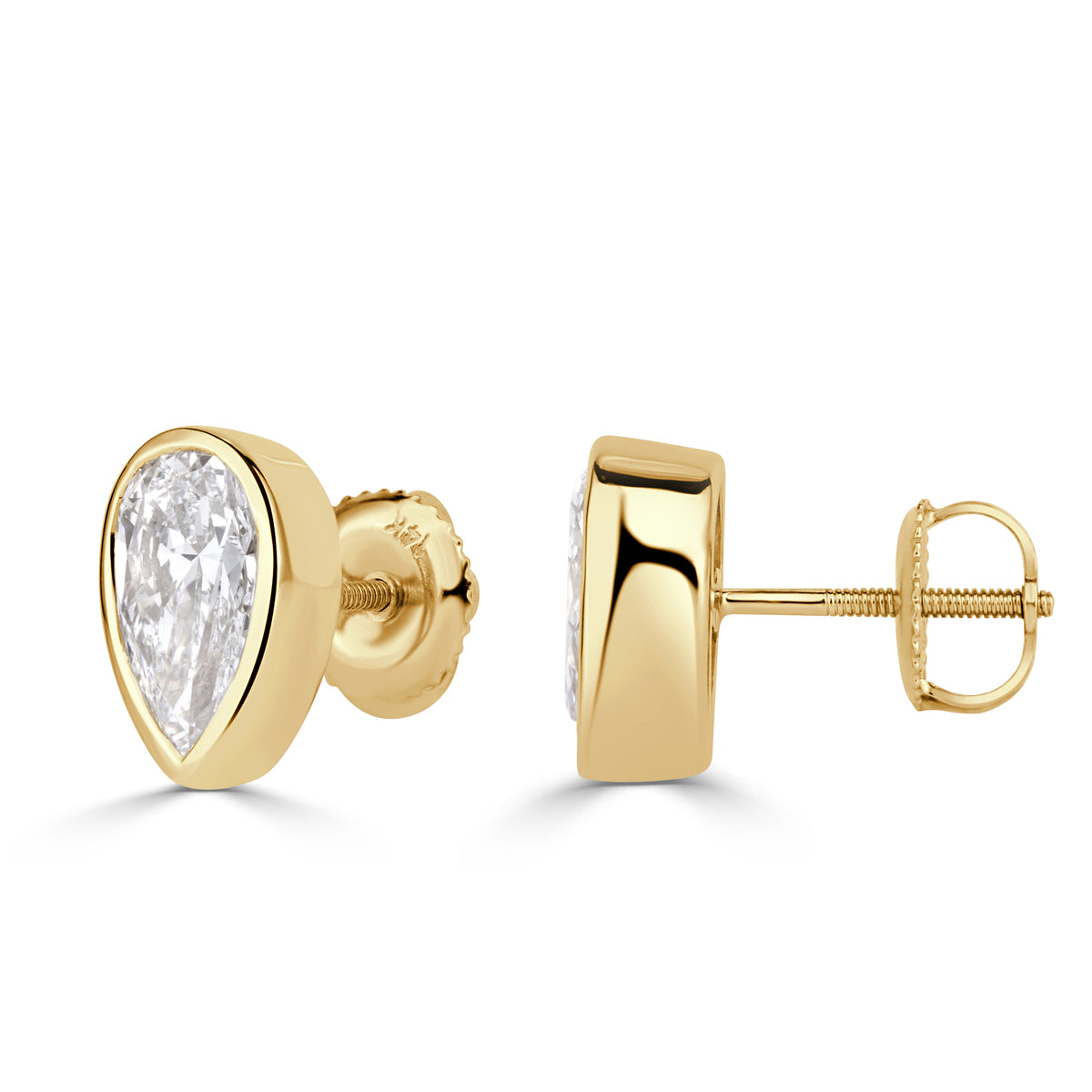 2.06ct Pear Shaped Lab Grown Diamond Bezel Studs