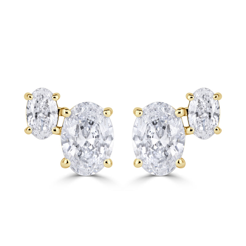 1.76ct Oval Cut Lab Grown Diamond Toi Et Moi Stud Earrings