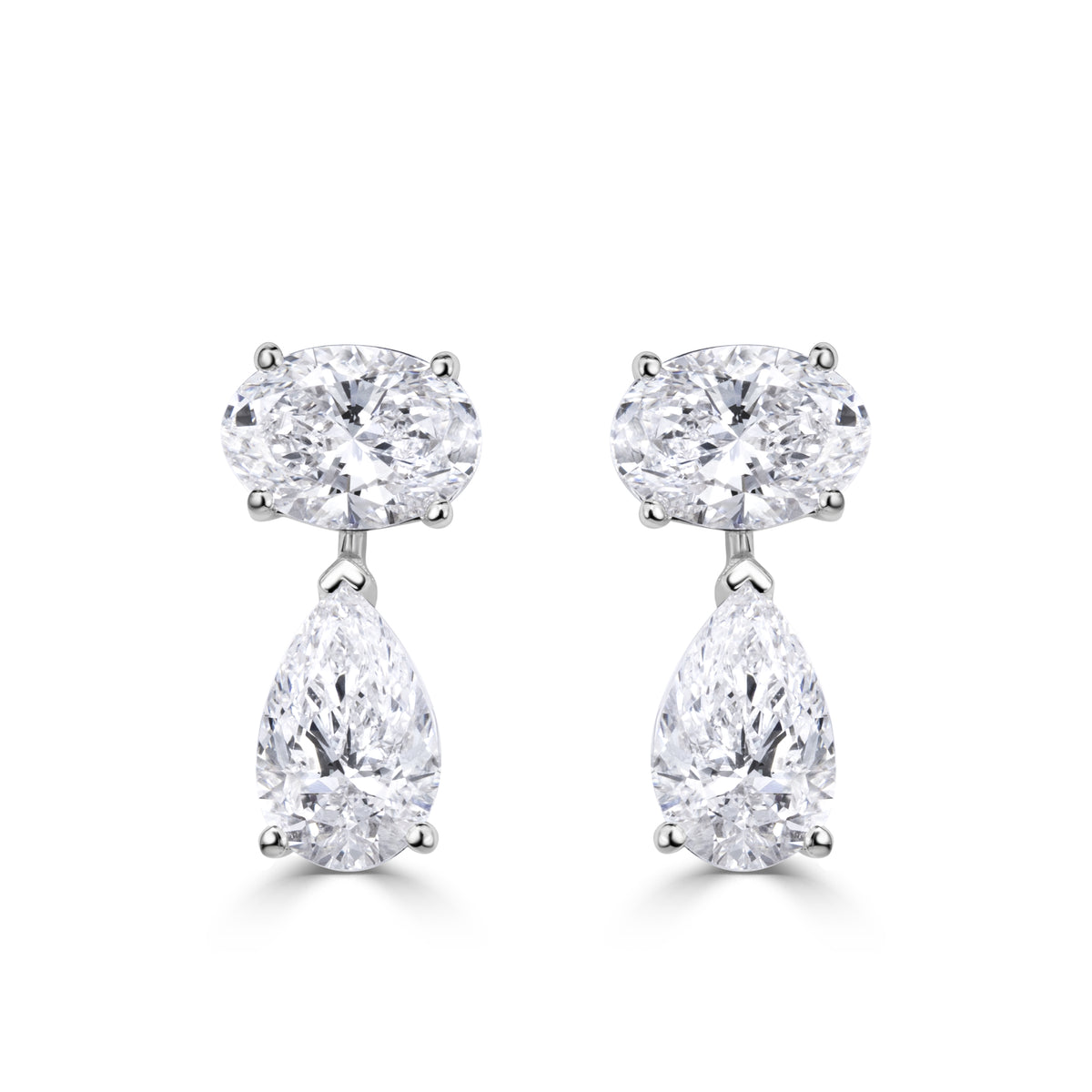 2.75ct Oval Cut and Pear Shaped Lab Grown Diamond Drop Studs