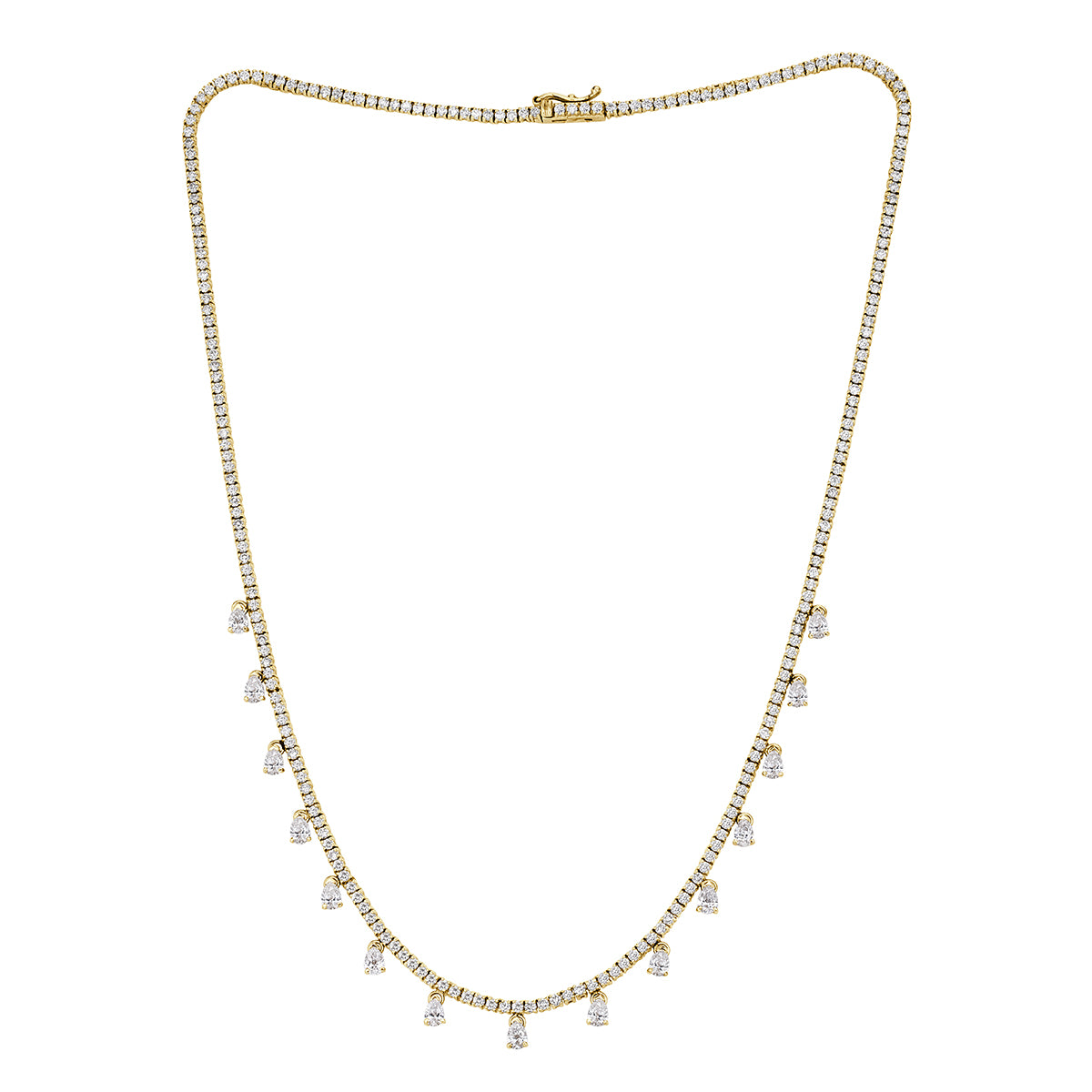 6.42 Round Brilliant Cut and Pear Shaped Diamond Tennis Necklace