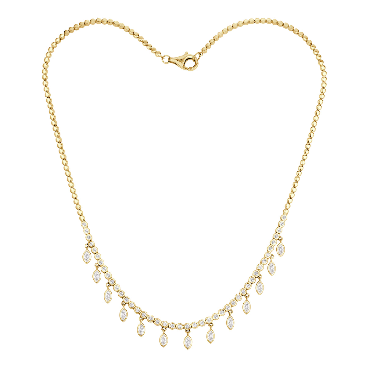2.33ct Round Brilliant Cut and Marquise Cut Diamond Drop Necklace