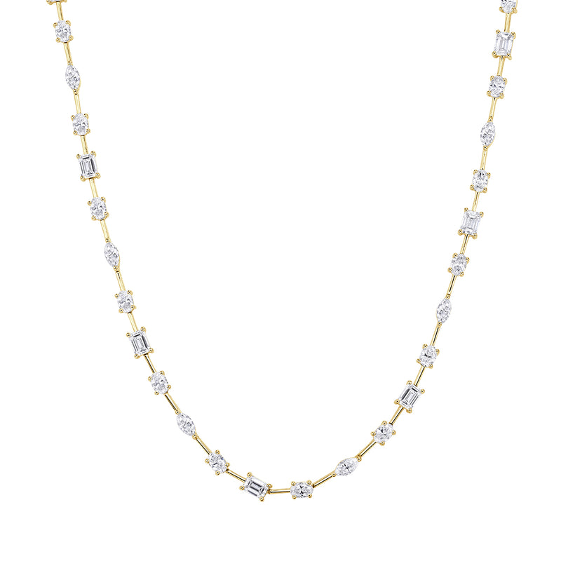 10.88ct Emerald Cut, Marquise Cut and Oval Cut Lab Grown Diamond Tennis Necklace