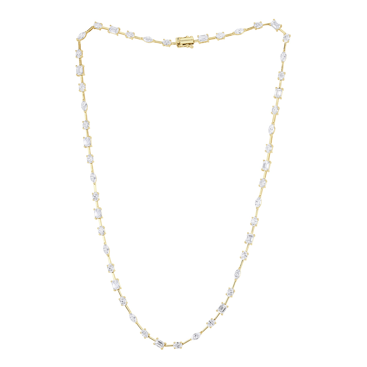 10.88ct Emerald Cut, Marquise Cut and Oval Cut Lab Grown Diamond Tennis Necklace
