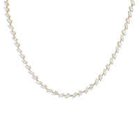 22ct pear shaped and marquise cut diamond tennis necklace set in yellow gold. 