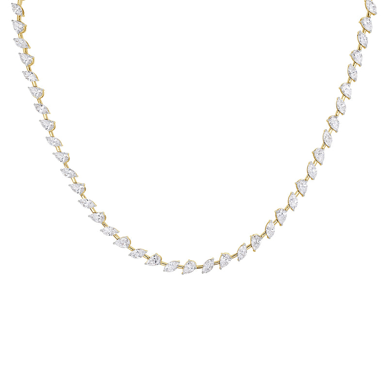 22.07ct Pear Shaped and Marquise Cut Lab Grown Diamond Tennis Necklace