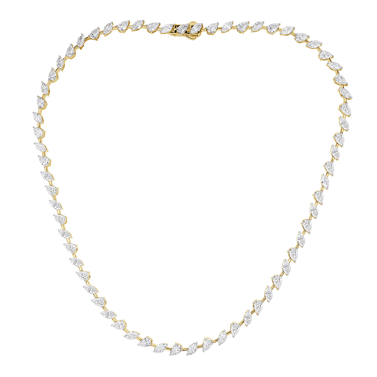 22.07ct Pear Shaped and Marquise Cut Lab Grown Diamond Tennis Necklace