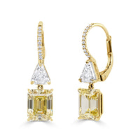 6.31ct Emerald Cut Fancy Intense Yellow Diamond Drop Earrings