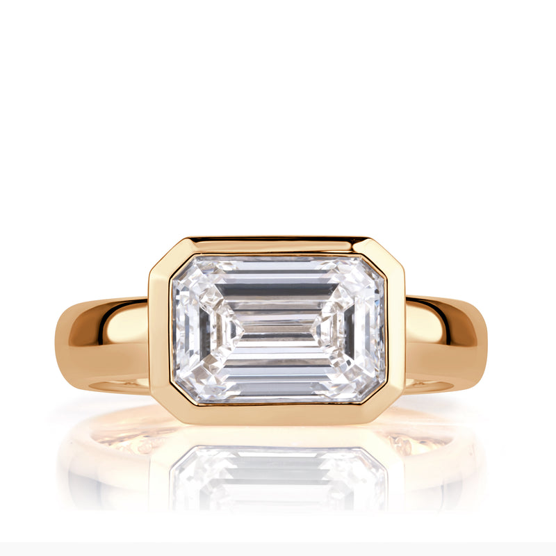 3.08ct Emerald Cut Lab Grown East West Diamond Engagement Ring