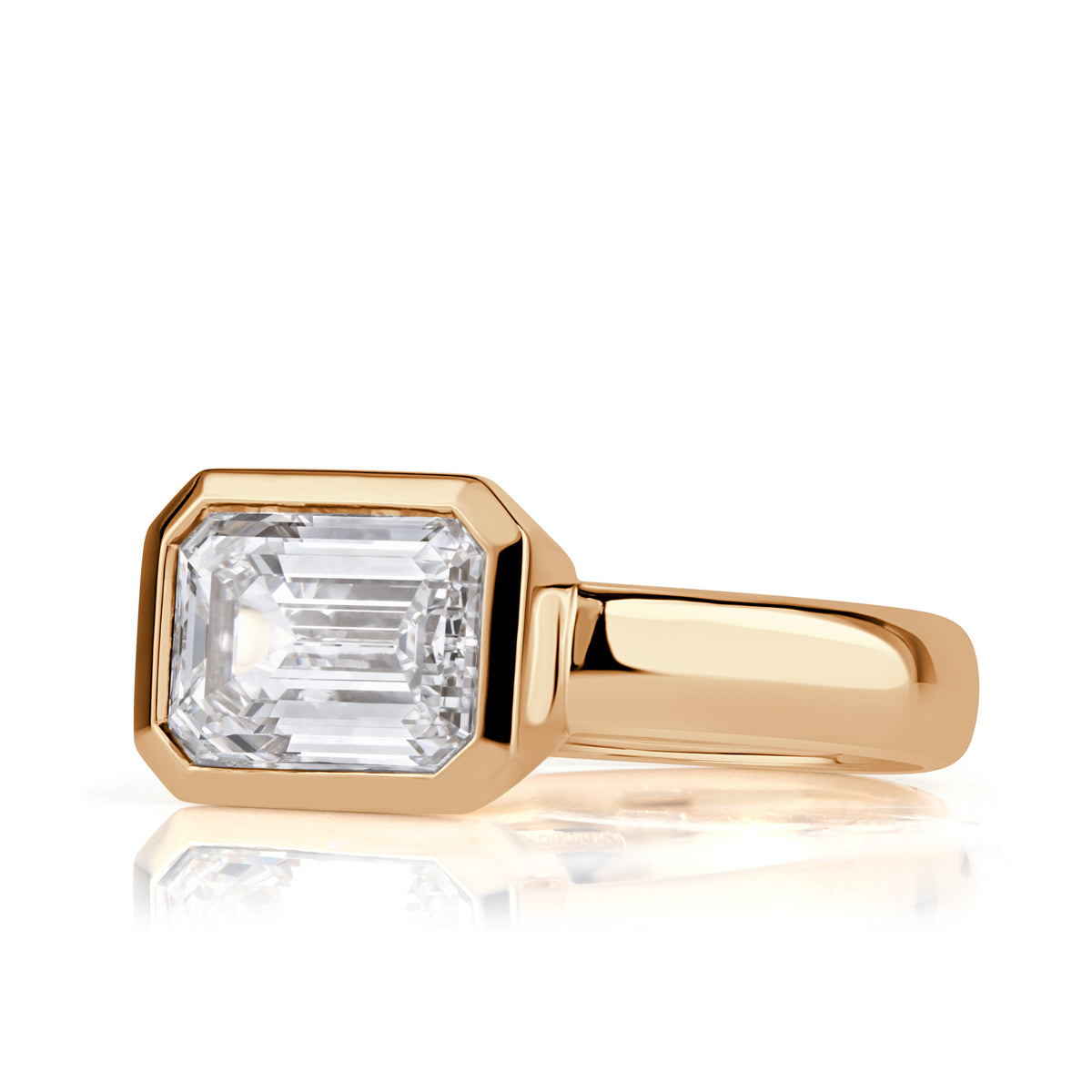 3.08ct Emerald Cut Lab Grown East West Diamond Engagement Ring
