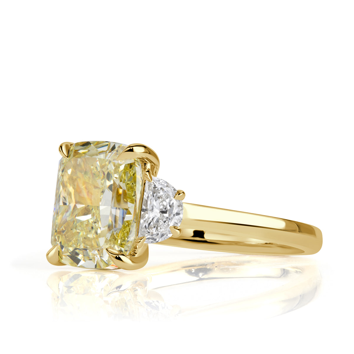 5.11ct Cushion Cut Fancy Intense Yellow Diamond Engagement Ring