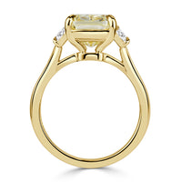 5.11ct Cushion Cut Fancy Intense Yellow Diamond Engagement Ring