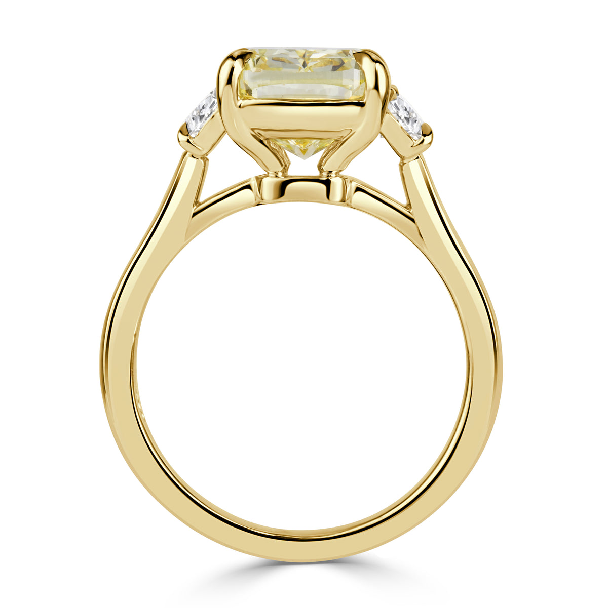 5.11ct Cushion Cut Fancy Intense Yellow Diamond Engagement Ring