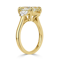 5.11ct Cushion Cut Fancy Intense Yellow Diamond Engagement Ring