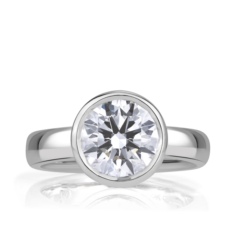 2.51ct Round Brilliant Cut Lab Grown Bezel Set Diamond Engagement Ring