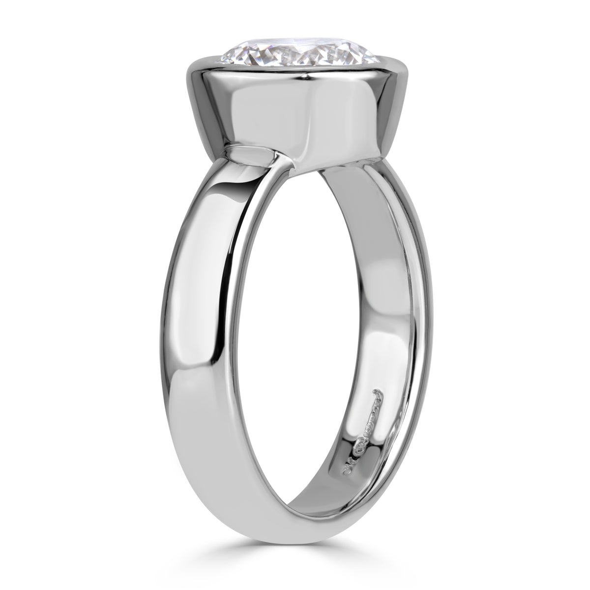 2.51ct Round Brilliant Cut Lab Grown Bezel Set Diamond Engagement Ring