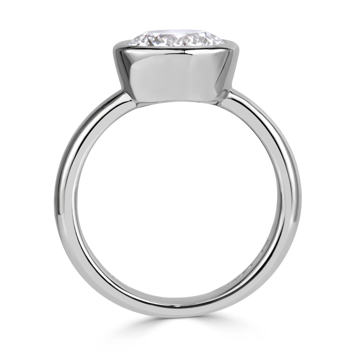 2.51ct Round Brilliant Cut Lab Grown Bezel Set Diamond Engagement Ring