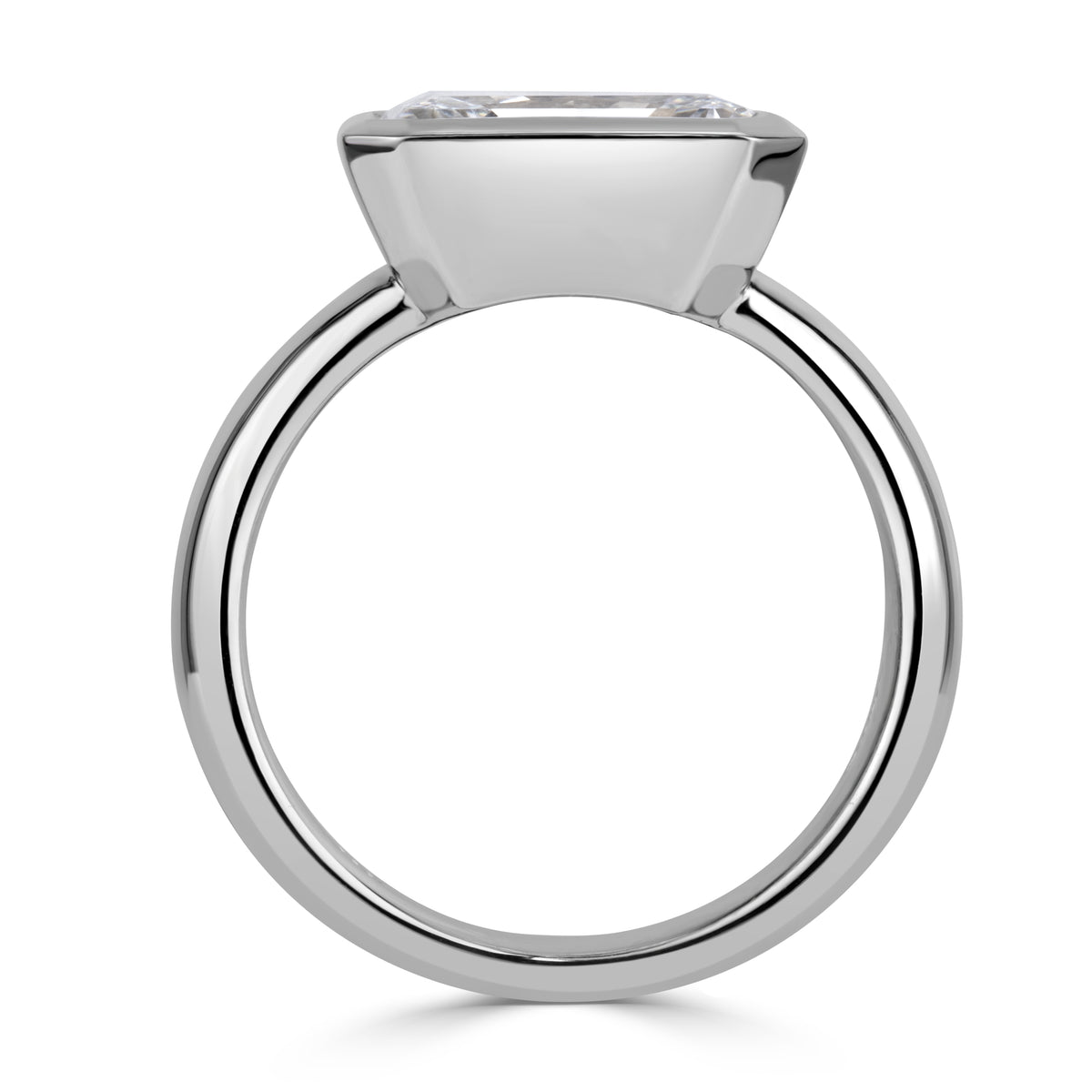 3.09ct Radiant Cut Lab Grown Bezel Set Diamond Engagement Ring