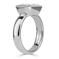 3.09ct Radiant Cut Lab Grown Bezel Set Diamond Engagement Ring