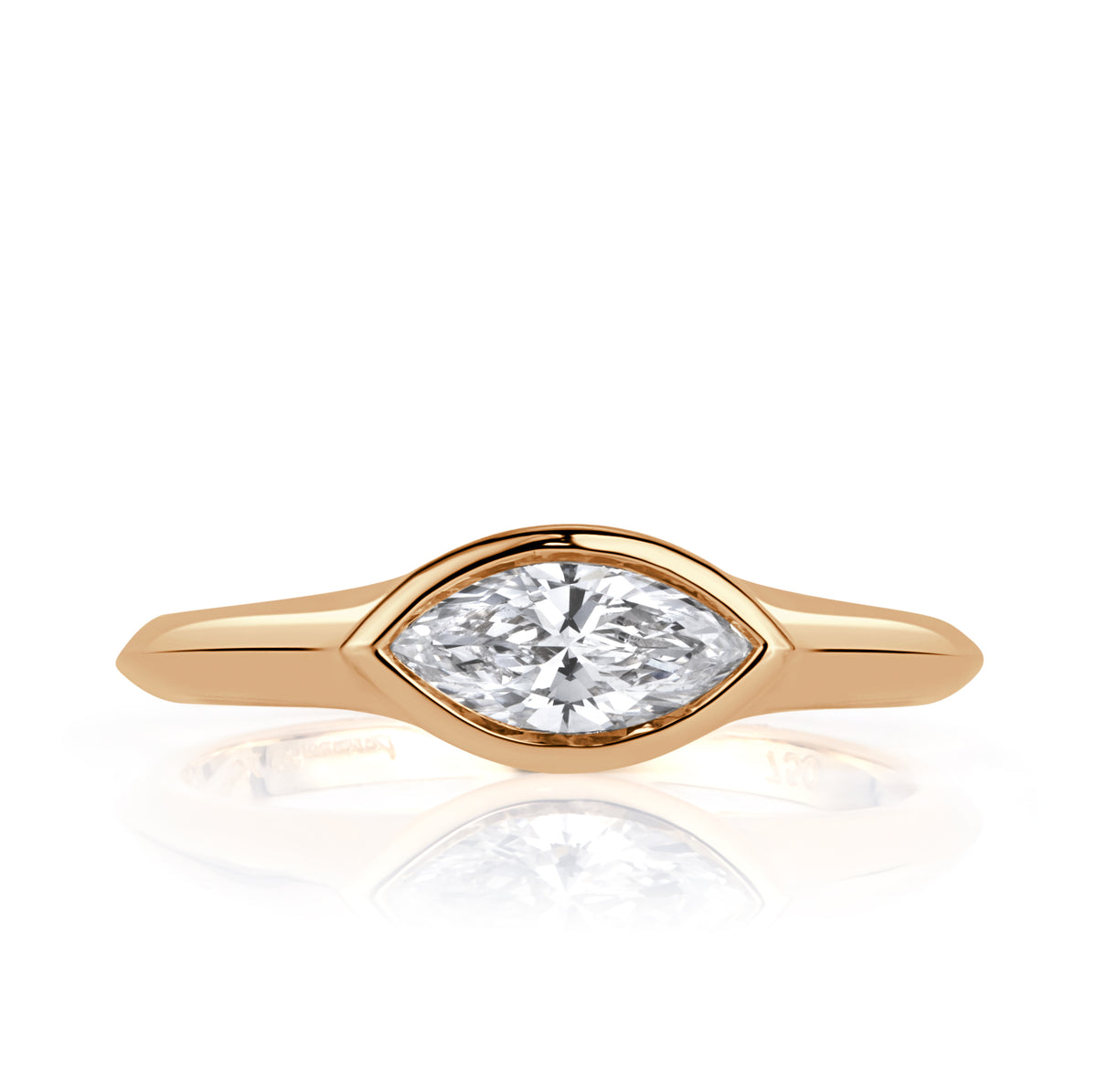 0.59ct Marquise Cut Lab Grown Diamond Bezel Set Pinky Ring