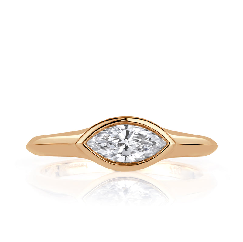 0.59ct Marquise Cut Lab Grown Diamond Bezel Set Pinky Ring