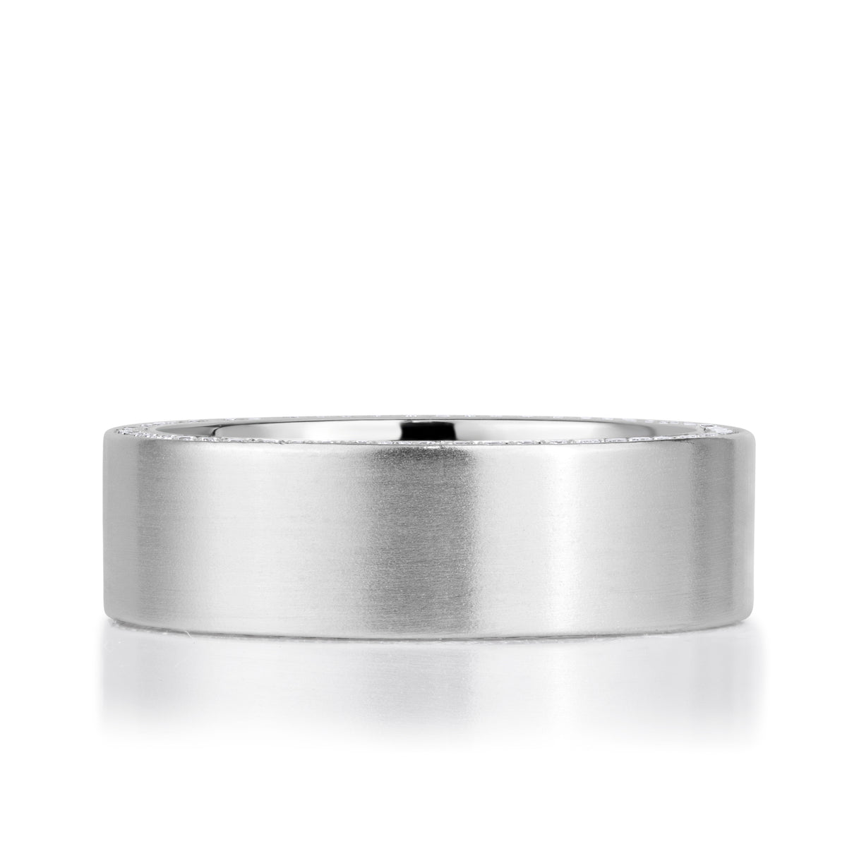 0.63ct Round Brilliant Cut Diamond Satin Flat Top Men's Wedding Band 7mm