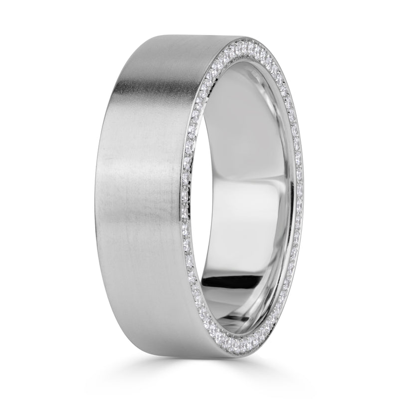 0.63ct Round Brilliant Cut Diamond Satin Flat Top Men's Wedding Band 7mm