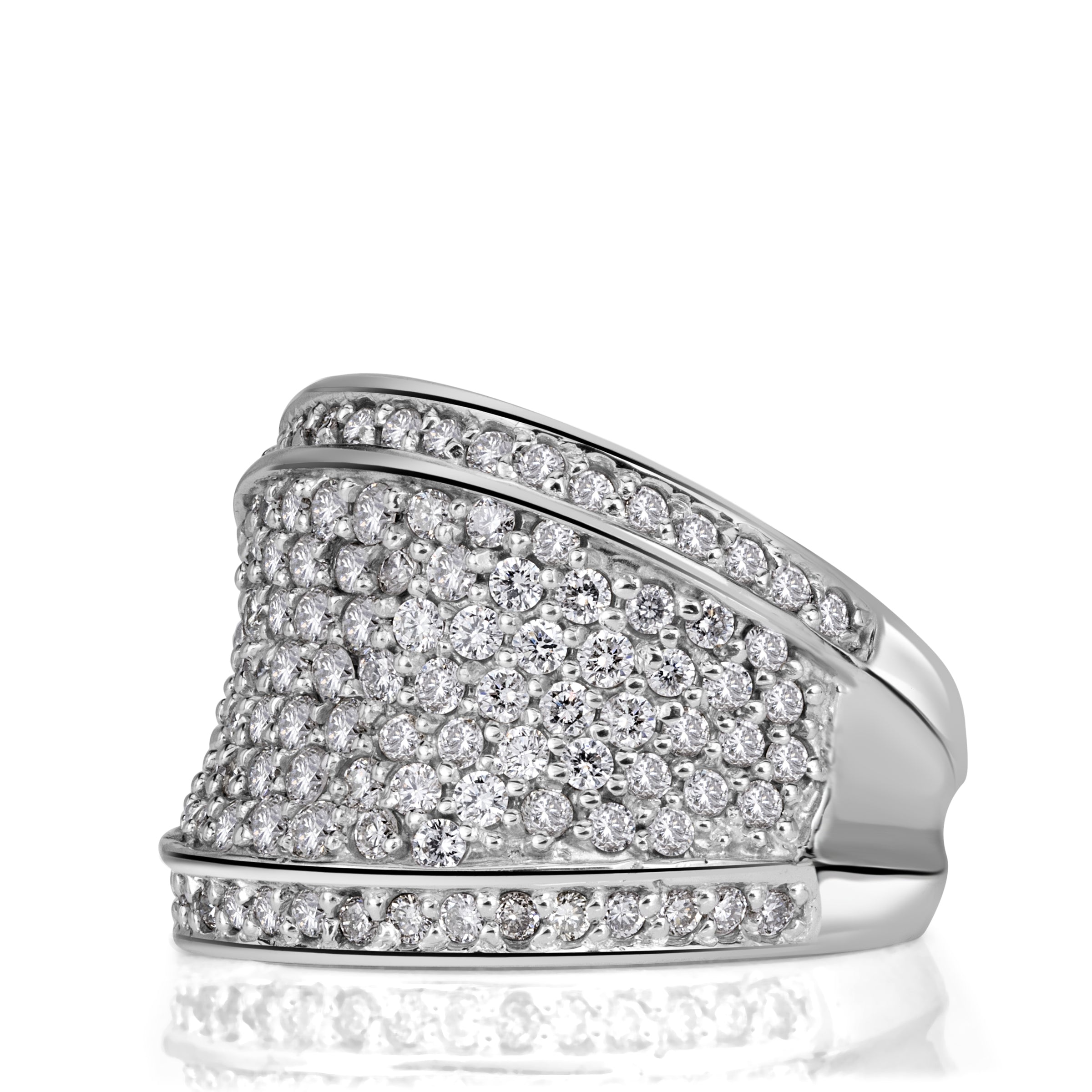 2.45ct Round Cut Diamond Right Hand Ring in 14K White Gold