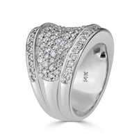 2.45ct Round Cut Diamond Right Hand Ring in 14K White Gold