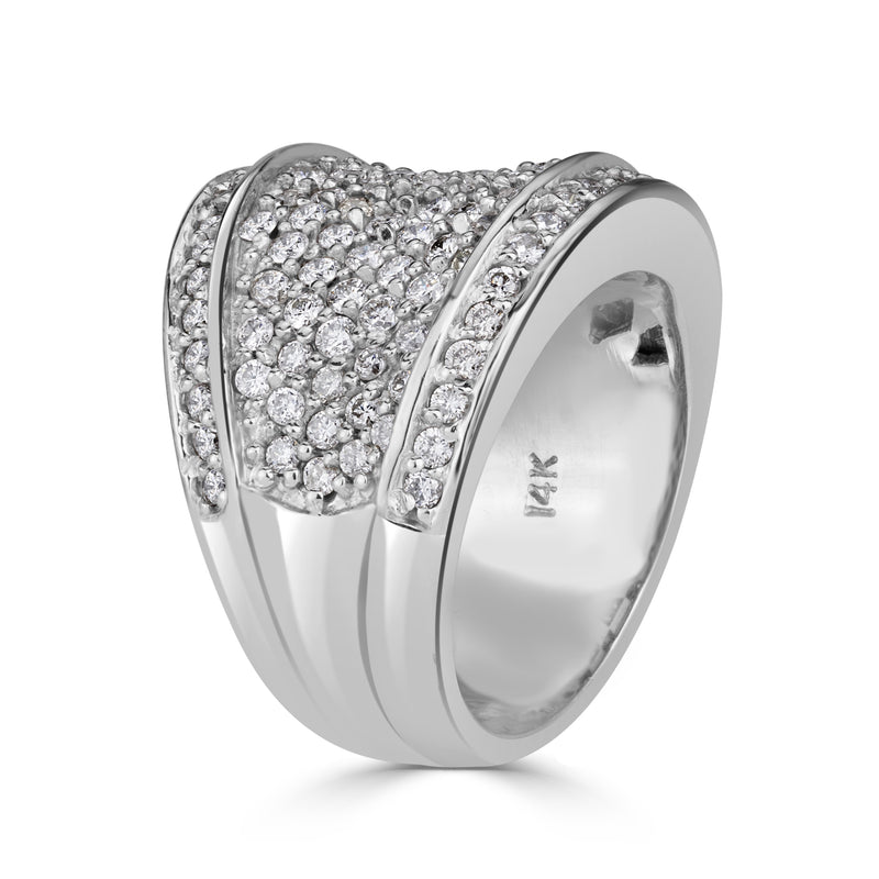 2.45ct Round Cut Diamond Right Hand Ring in 14K White Gold