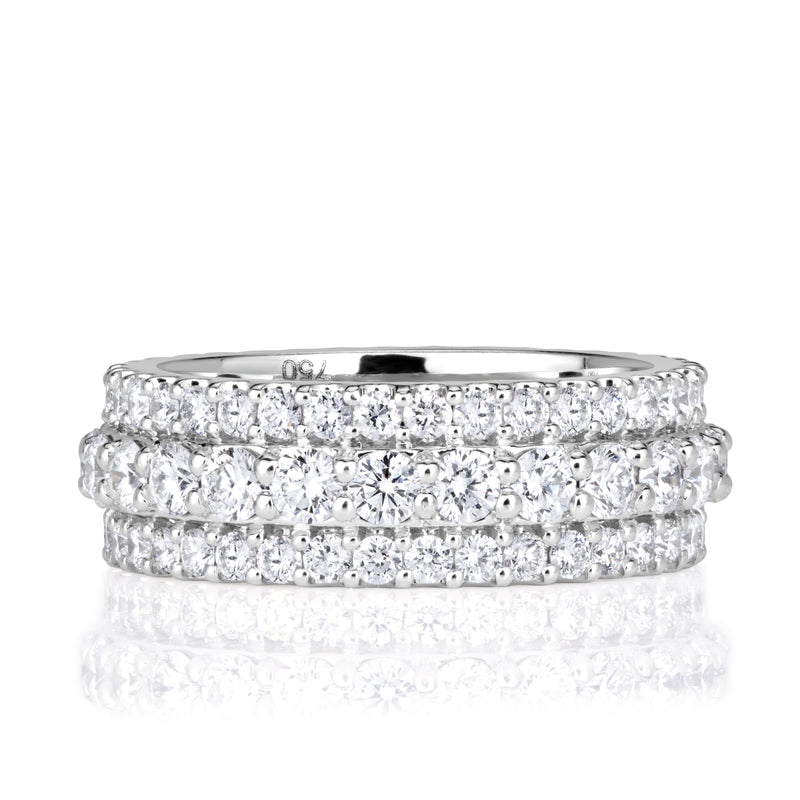 3.10ct Round Brilliant Cut Diamond Three-Row Eternity Band