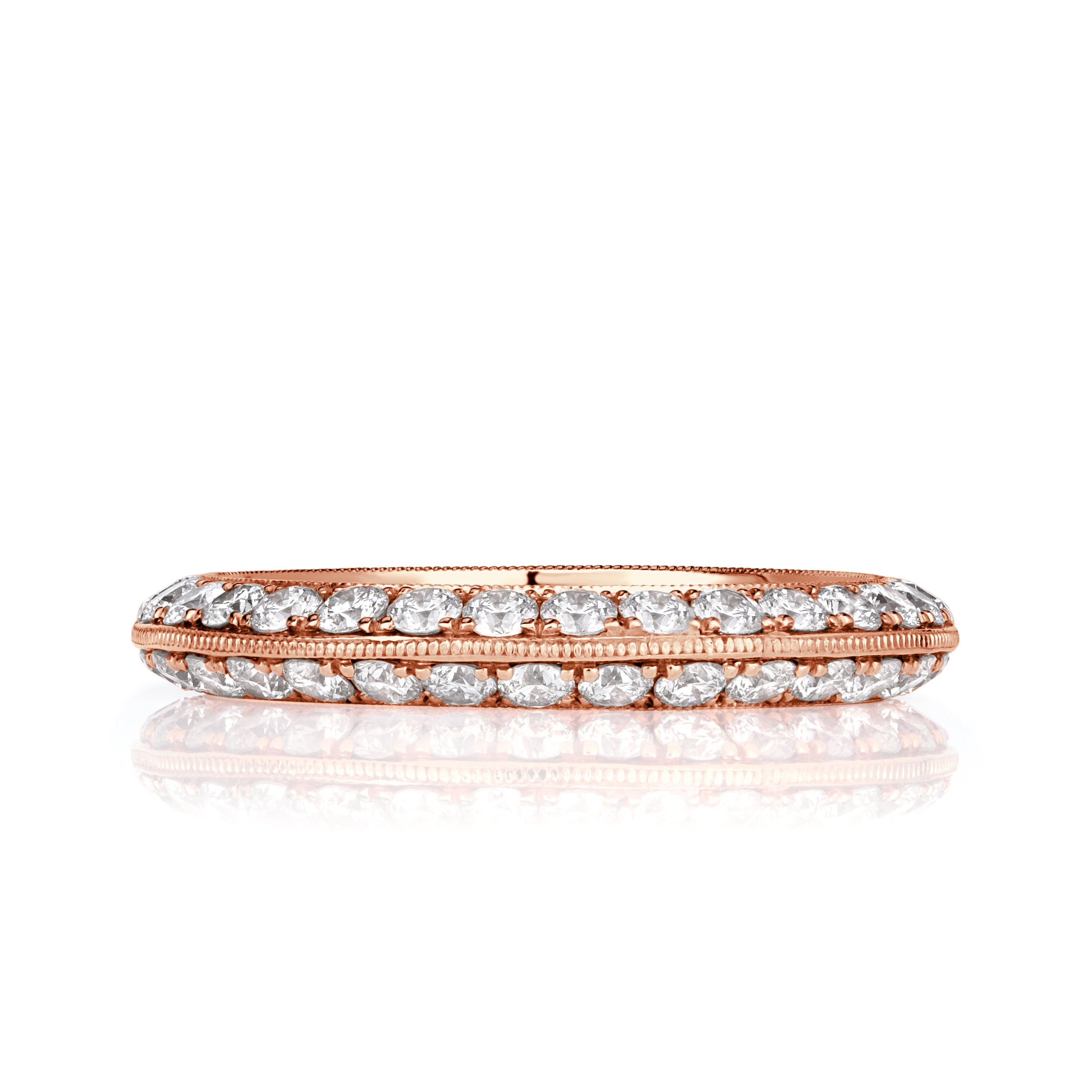 1.35ct Round Brilliant Cut Diamond Knife Edge Eternity Band in 18k Rose Gold