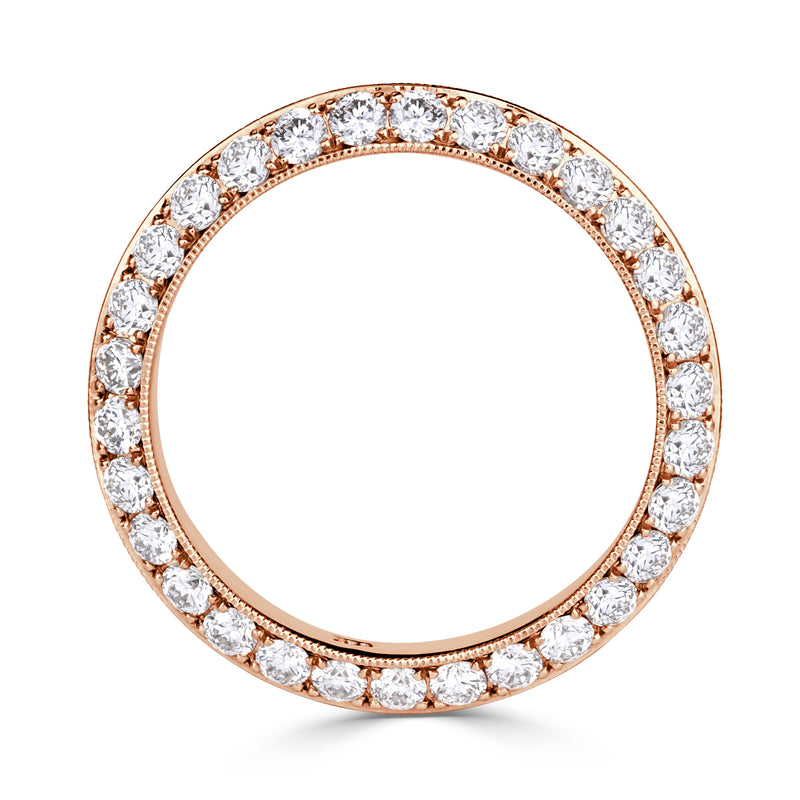 1.35ct Round Brilliant Cut Diamond Knife Edge Eternity Band in 18k Rose Gold