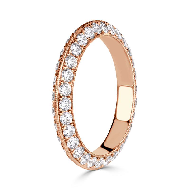 1.35ct Round Brilliant Cut Diamond Knife Edge Eternity Band in 18k Rose Gold