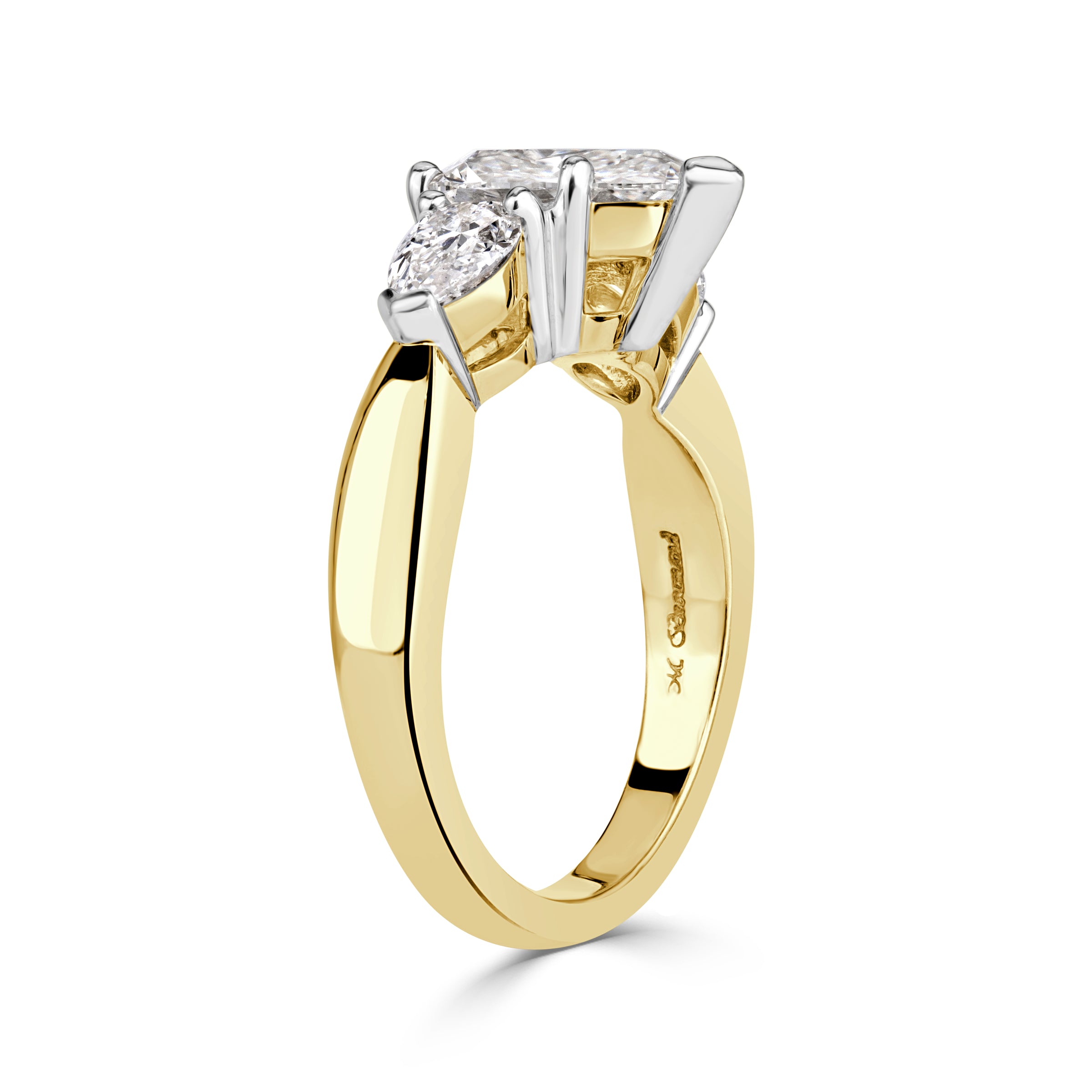 2.15ct Pear Shaped Diamond Three-Stone Engagement Ring