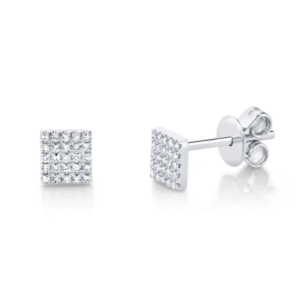 0.11ct Round Brilliant Cut Diamond Square Stud Earrings