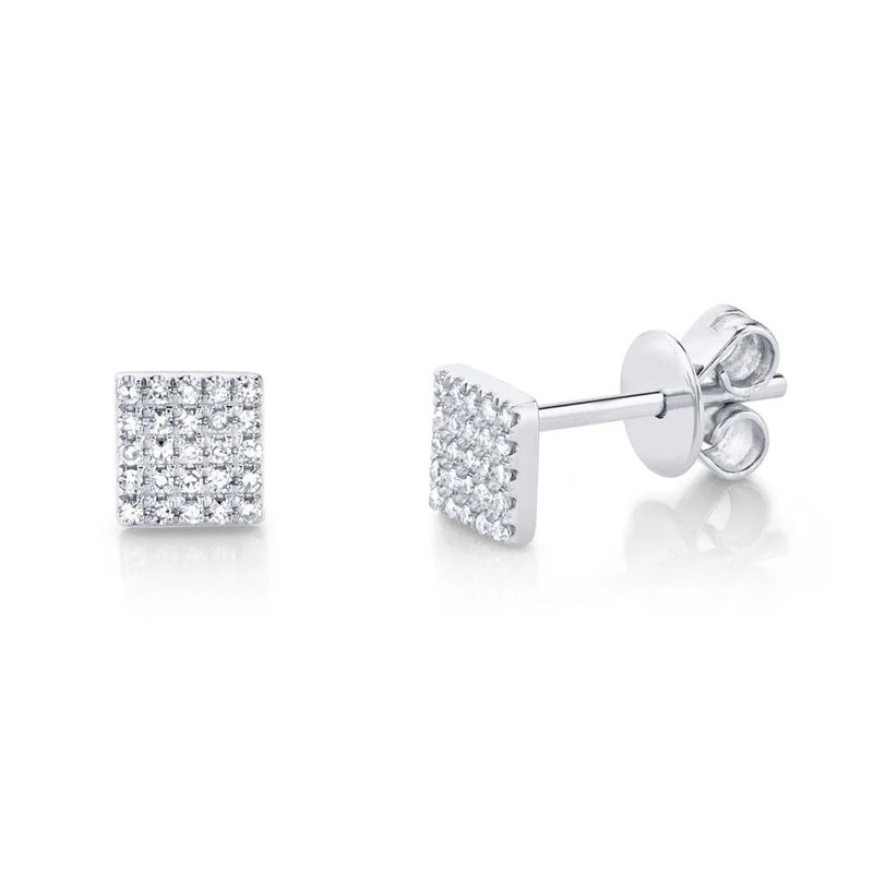 0.11ct Round Brilliant Cut Diamond Square Stud Earrings