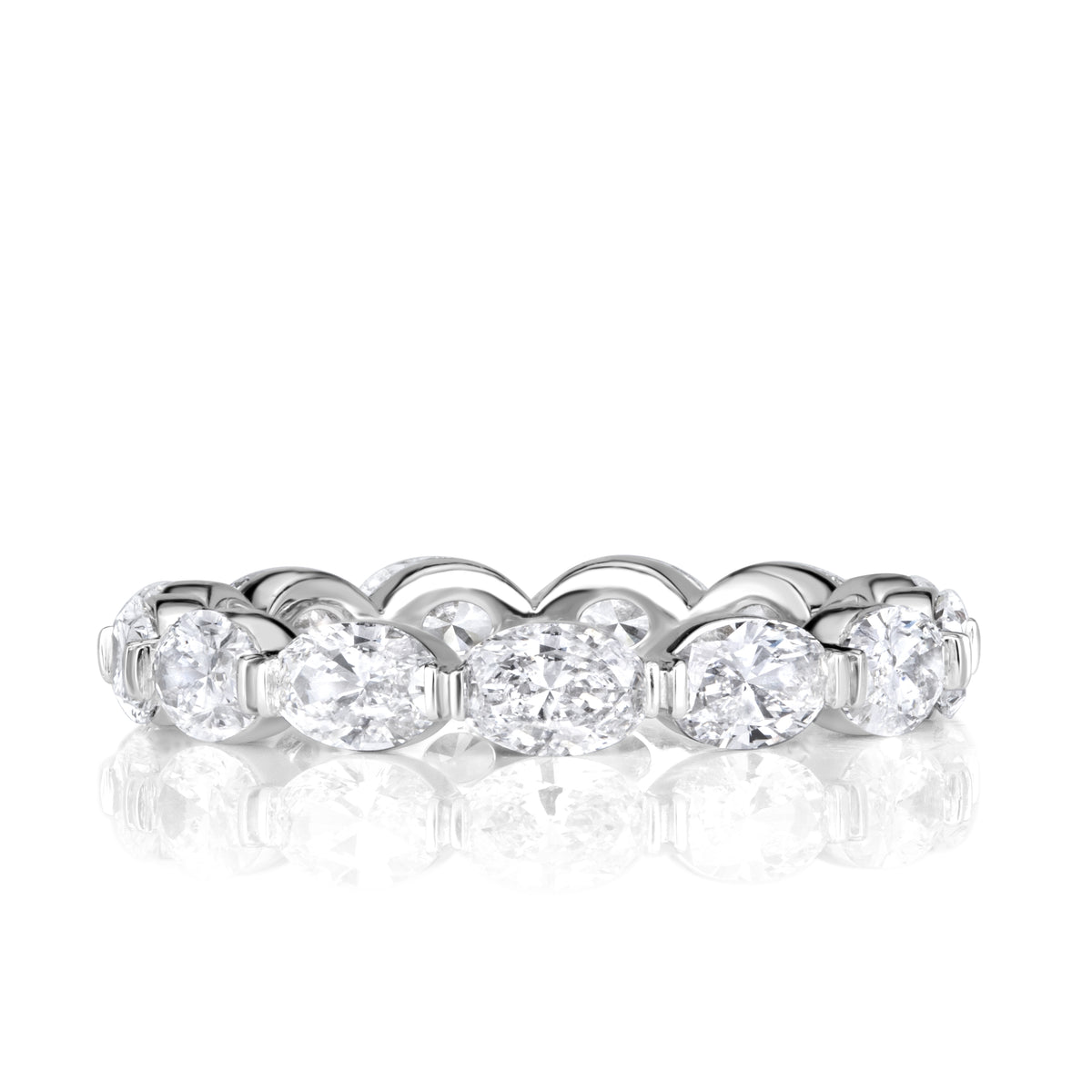 Oval Cut Diamond Eternity Band East-West Tab Prong Design