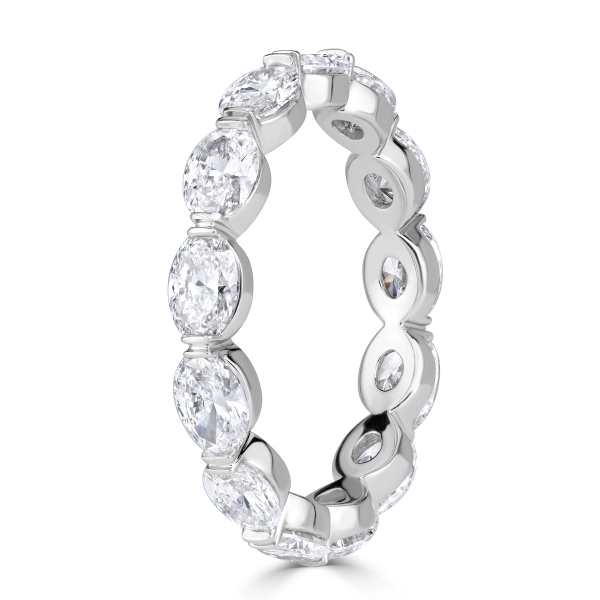 Oval Cut Diamond Eternity Band East-West Tab Prong Design