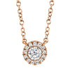 0.14ct Round Brilliant Cut Diamond Halo Pendant in 14k Rose Gold