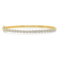 0.89ct Round Brilliant Cut Diamond Bangle Bracelet in 14k Yellow Gold