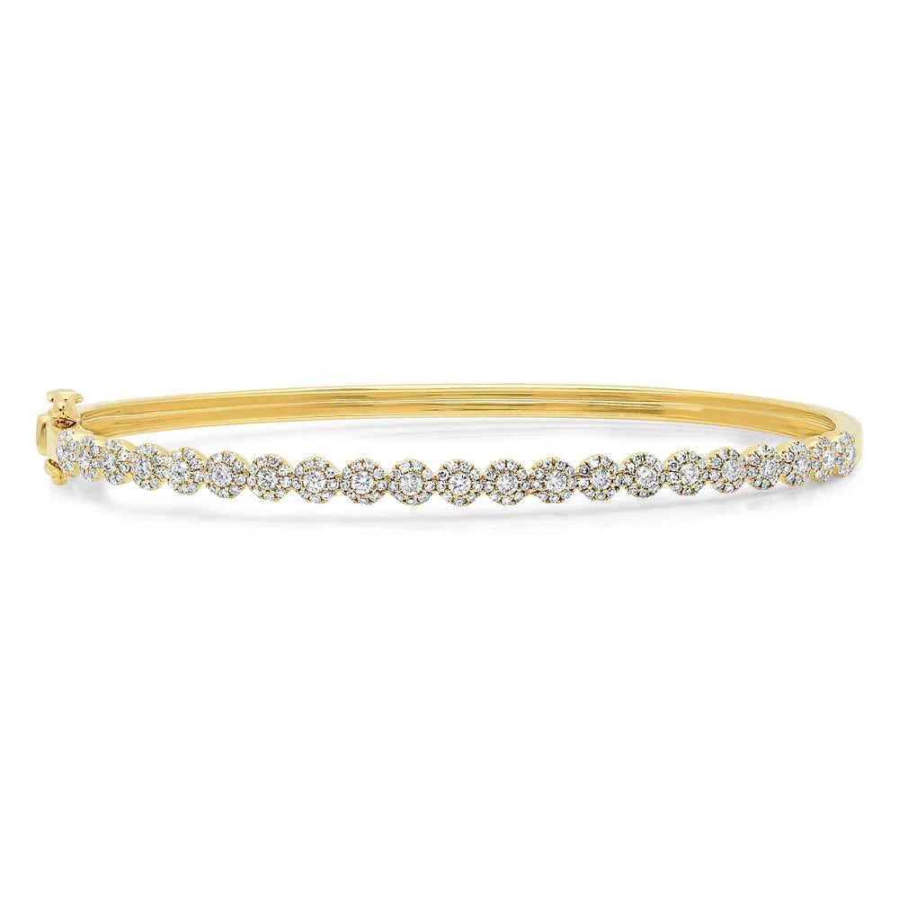 0.89ct Round Brilliant Cut Diamond Bangle Bracelet in 14k Yellow Gold