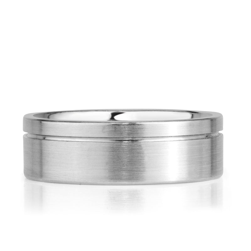 Off-Centered Groove Satin Men's Wedding Band 7mm