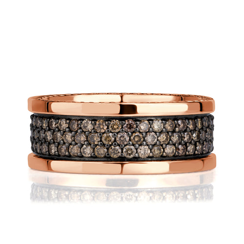 Fancy Brown Round Brilliant Cut Diamond Men's Wedding Band